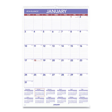 AT-A-GLANCE® Monthly Wall Calendar With Ruled Daily Blocks, 20 X 30, White Sheets, 12-month (jan To Dec): 2022 freeshipping - TVN Wholesale